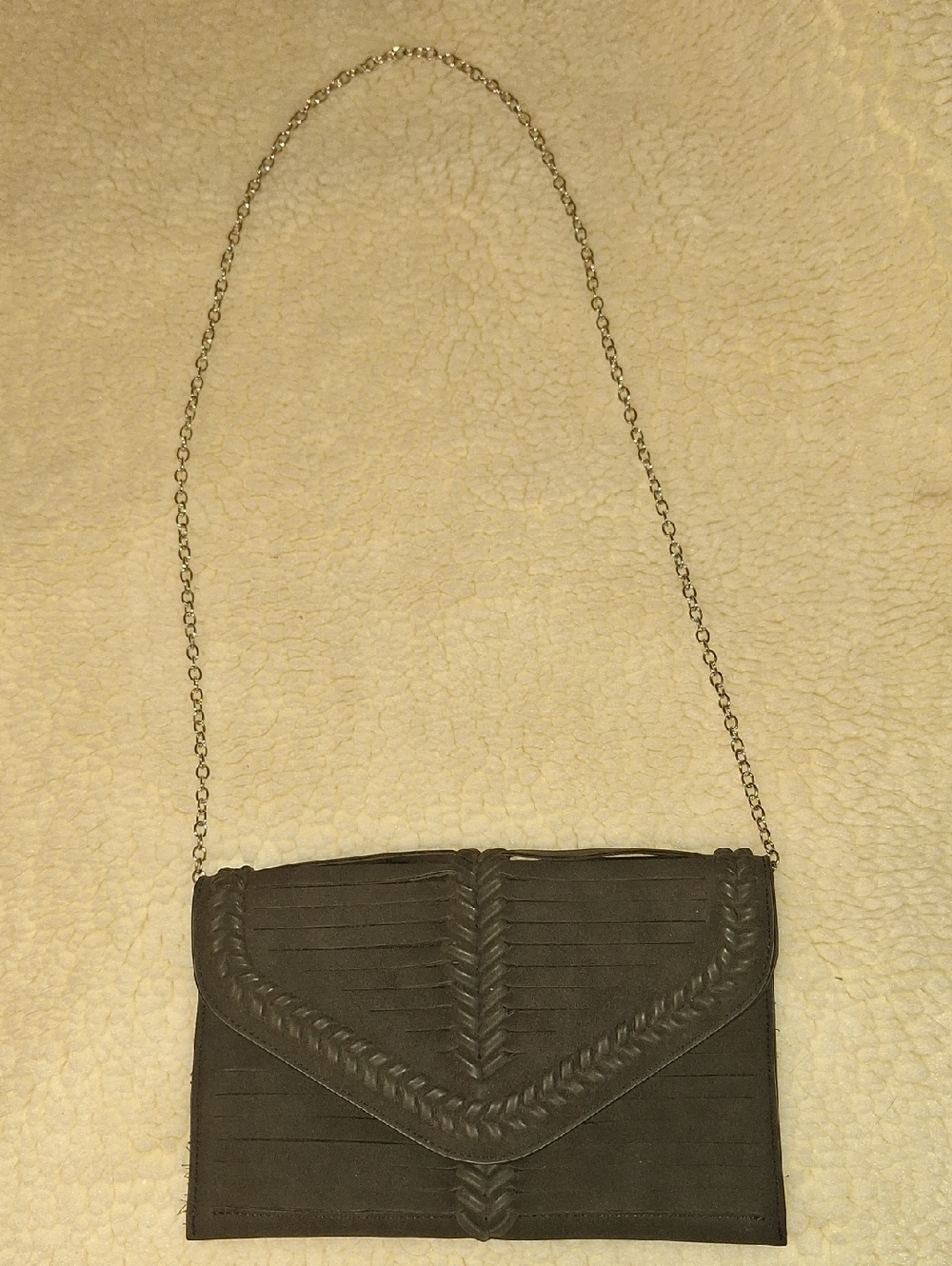 Blackish CHARCOAL Braided Envelope Crossbody Bag - Unbranded - Picture 4 of 10